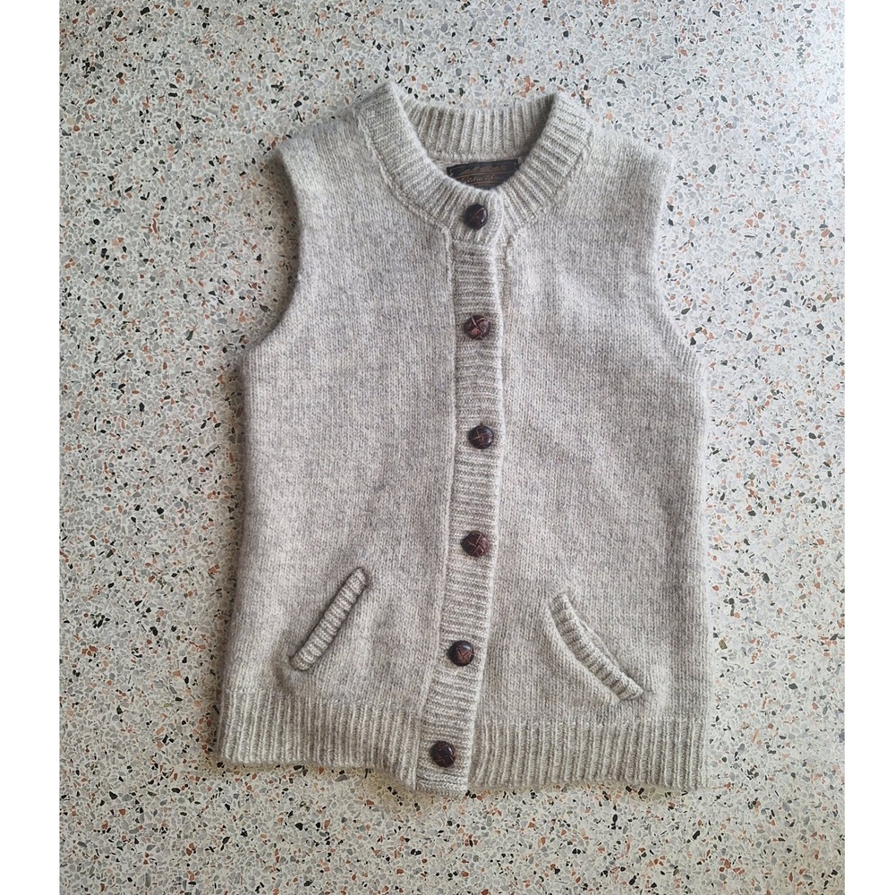 Vintage Eddie Bauer Wool Cardigan Oatmeal Button Down Front Vest in Size M